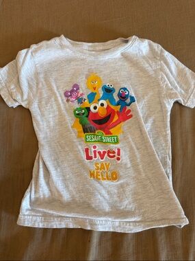 Sesame Street Light Grey Tee with Colorful Character Parade